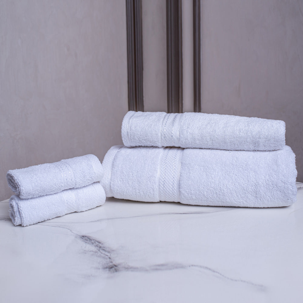 Comb cotton bath towel set white