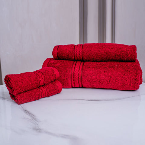 Comb cotton bath towel set red