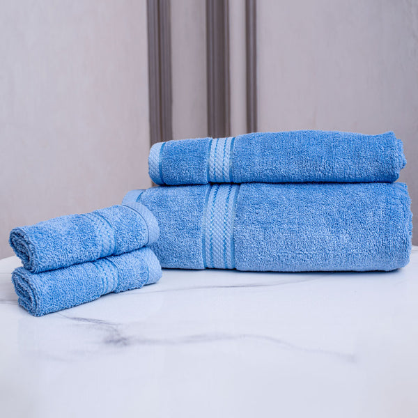 Comb cotton bath towel set ice blue