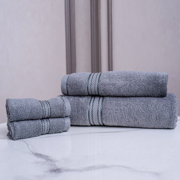 Comb cotton bath towel set light grey