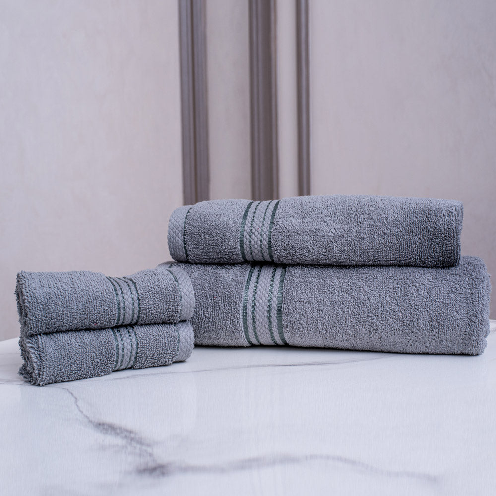 Comb cotton bath towel set light grey