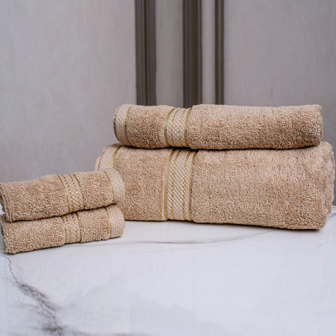 Comb cotton bath towel set beige