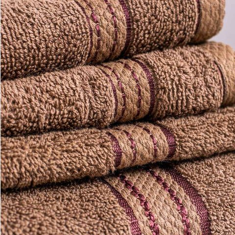 Comb cotton bath towel set brown