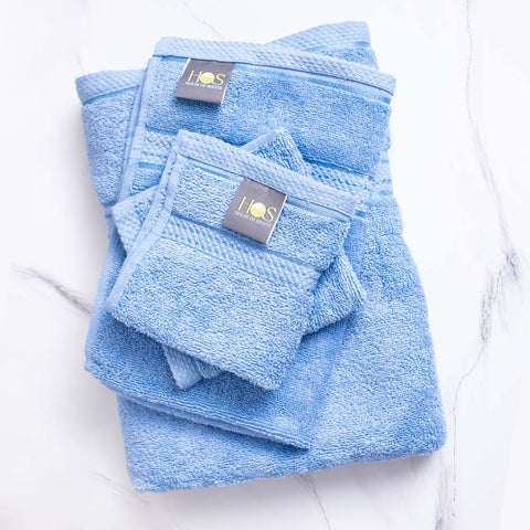 Comb cotton bath towel set ice blue