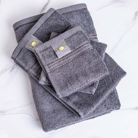 Comb cotton bath towel set dark grey