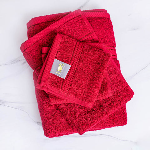 Comb cotton bath towel set red