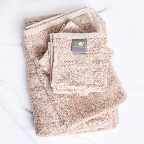 Comb cotton bath towel set beige