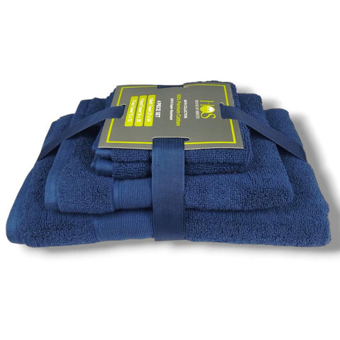 4 Pcs bath towel set navy blue