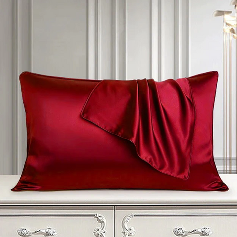 Silk pillow cover red