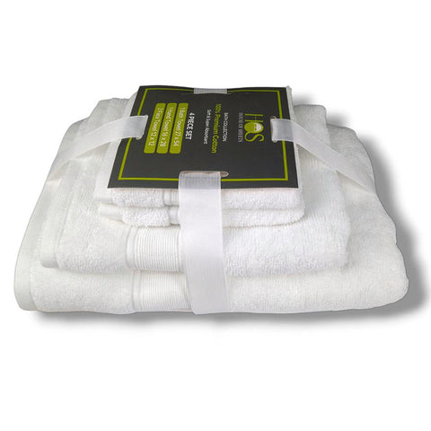4 Pcs bath towel set white