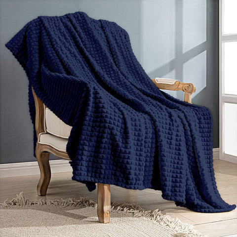 Soft emboss plush blanket blue