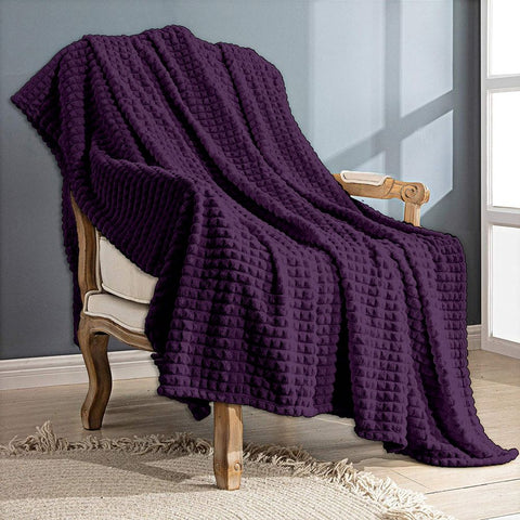 Soft emboss plush blanket purple