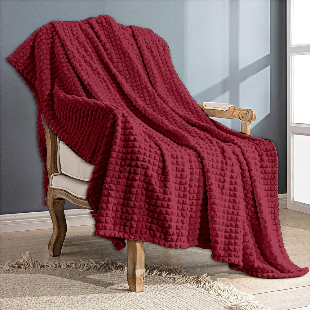 Soft emboss plush blanket red