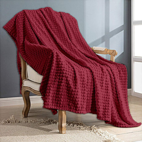 Soft emboss plush blanket red