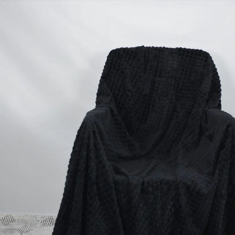 Soft emboss plush blanket black