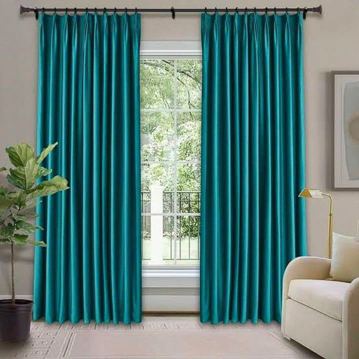 Aqua blue velvet curtains