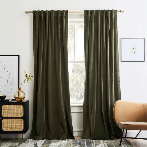 Army green velvet curtain