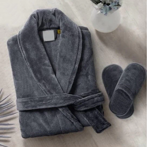 Velour bathrobe grey
