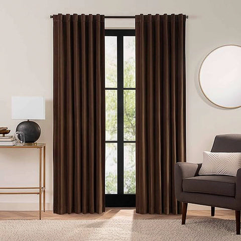 Dark brown velvet curtain
