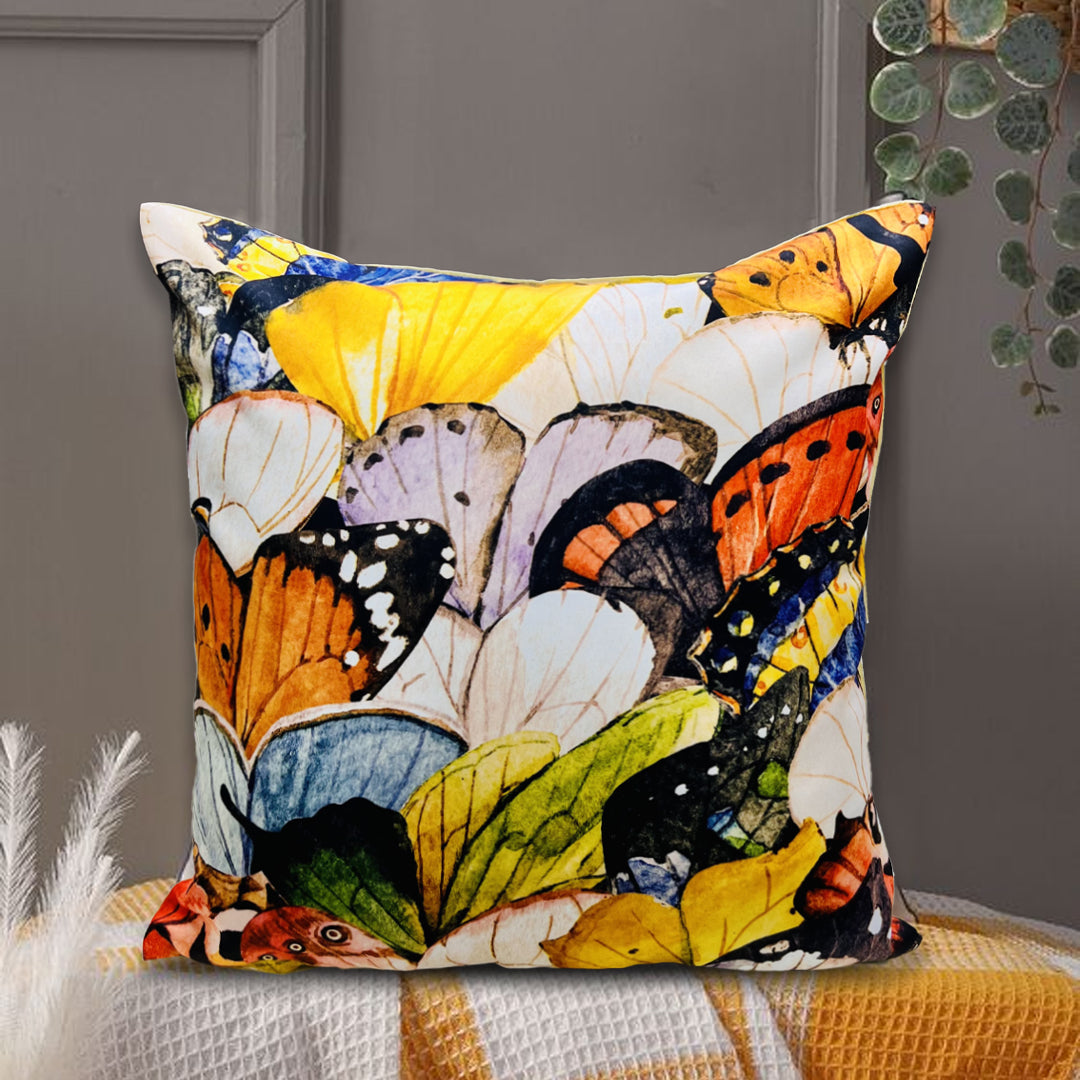Butterfly 3d printed silk cushion cover
