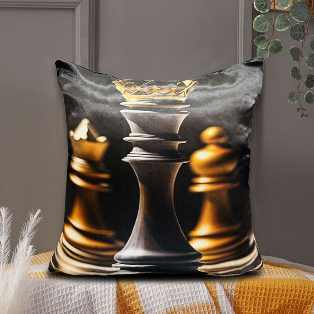 Checkmate 3d printed silk cushion cover