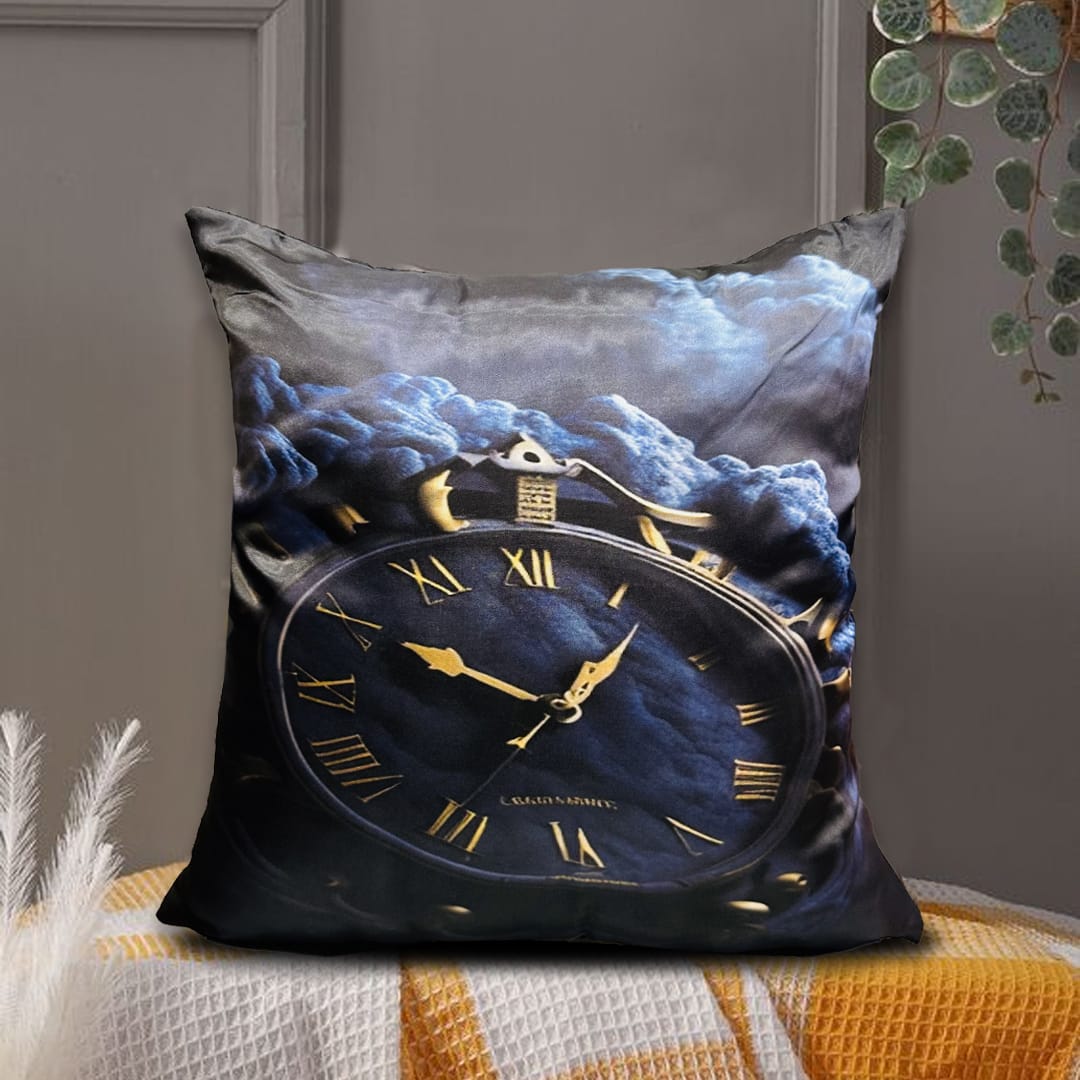 Cloudy clock 3d printed silk cushion cover