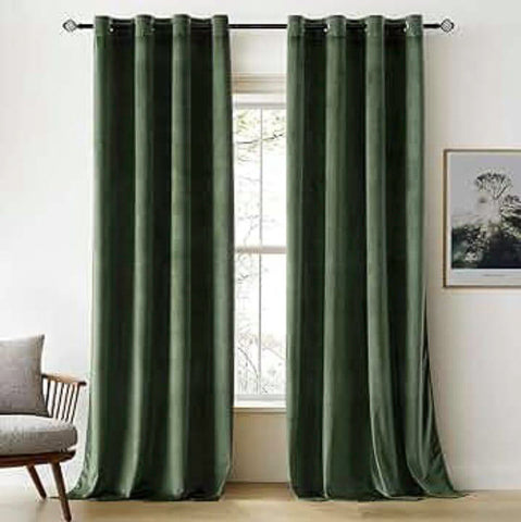 Green velvet curtain