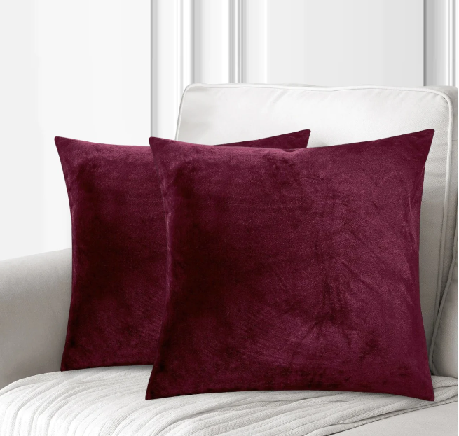 Velvet cushion cover maroon