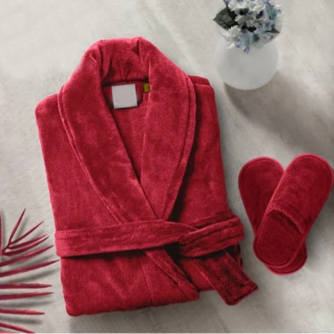 Velour bathrobe maroon