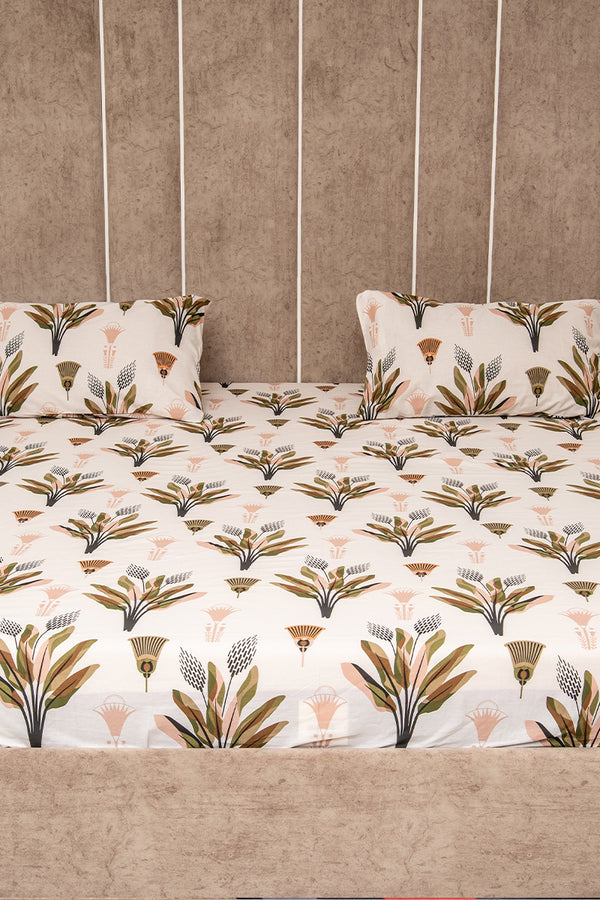 Leafy serenity 100% percale bedsheet