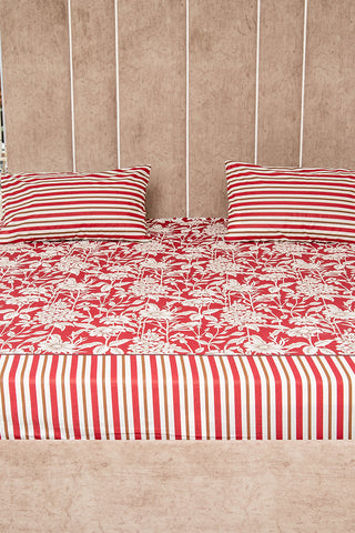Crimson blossom 100% cotton bedsheet