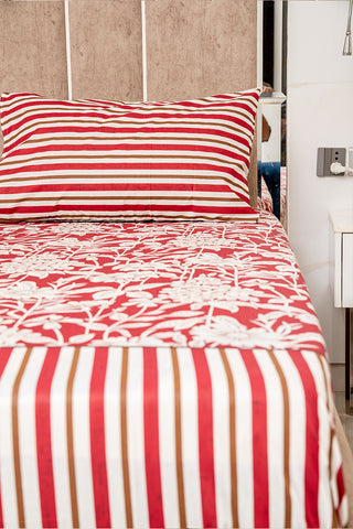 Crimson blossom 100% cotton bedsheet