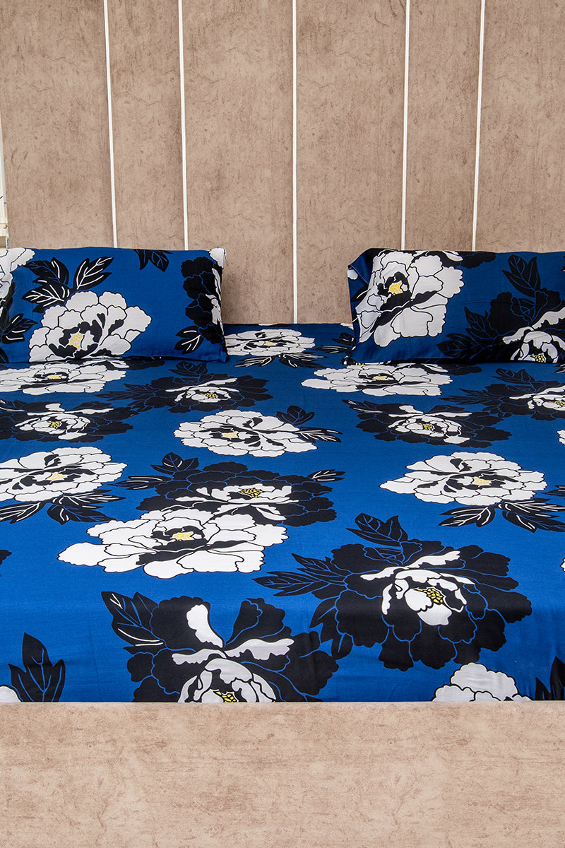 Midnight blooms 100% cotton satin bedsheet