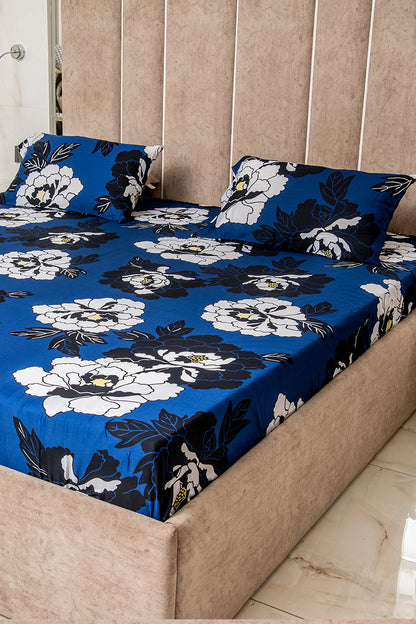 Midnight blooms 100% cotton satin bedsheet