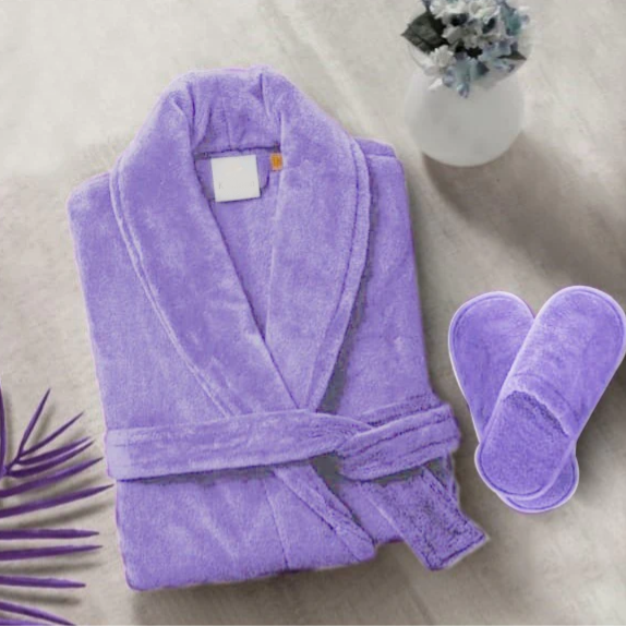Velour bathrobe purple