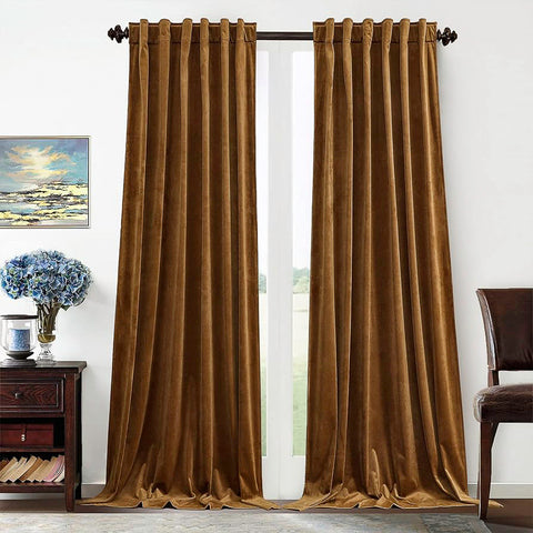 Wood brown velvet curtain